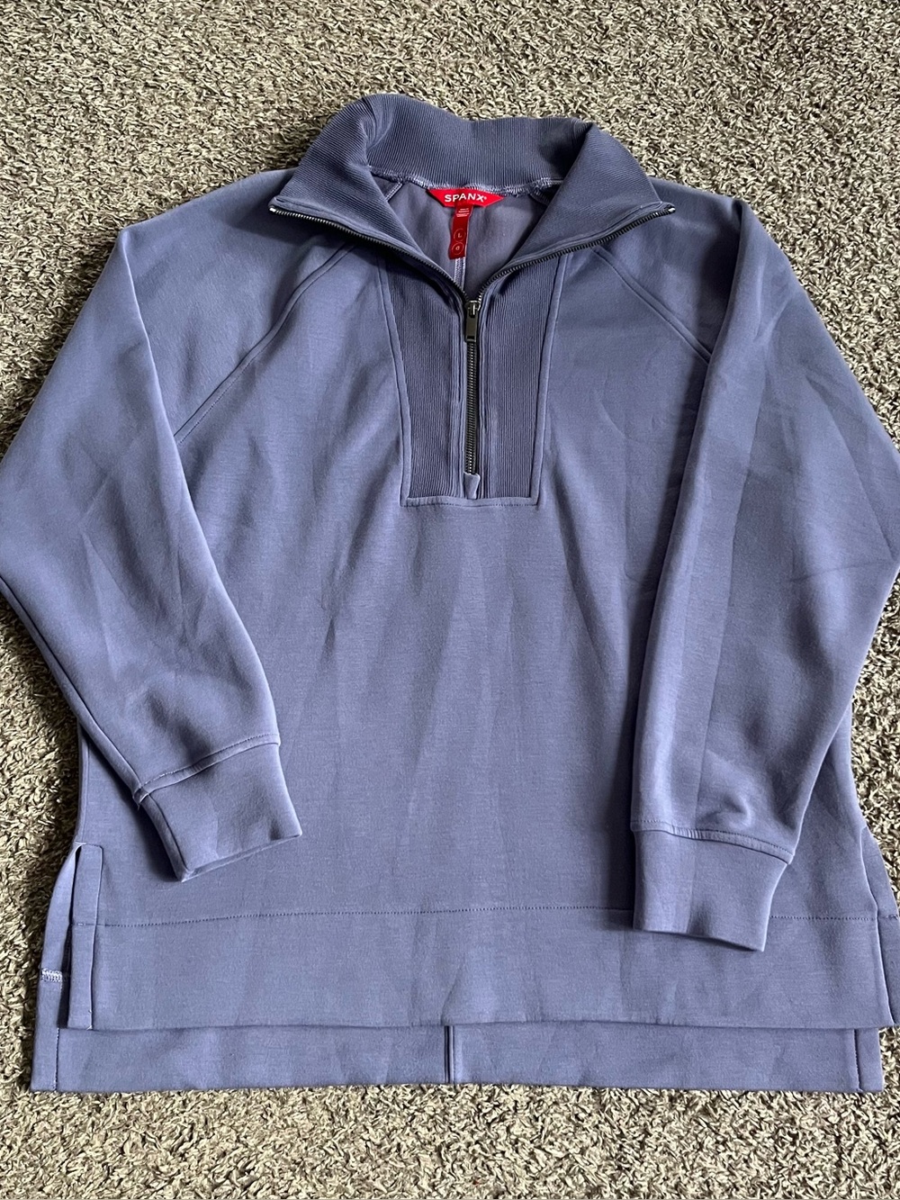 Spanx Air Essentials Burgundy Pullover Half Zip Sweatshirt Periwinkle Large